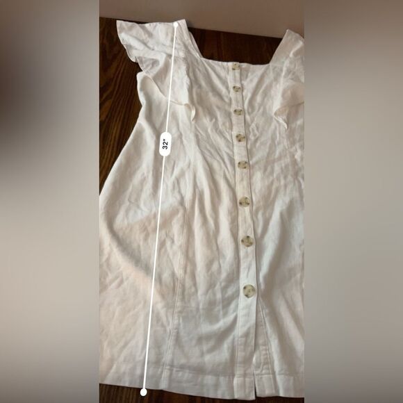 A.n.a Linen white button up dress Women’s Large Lined flutter sleeve New - Picture 9 of 15